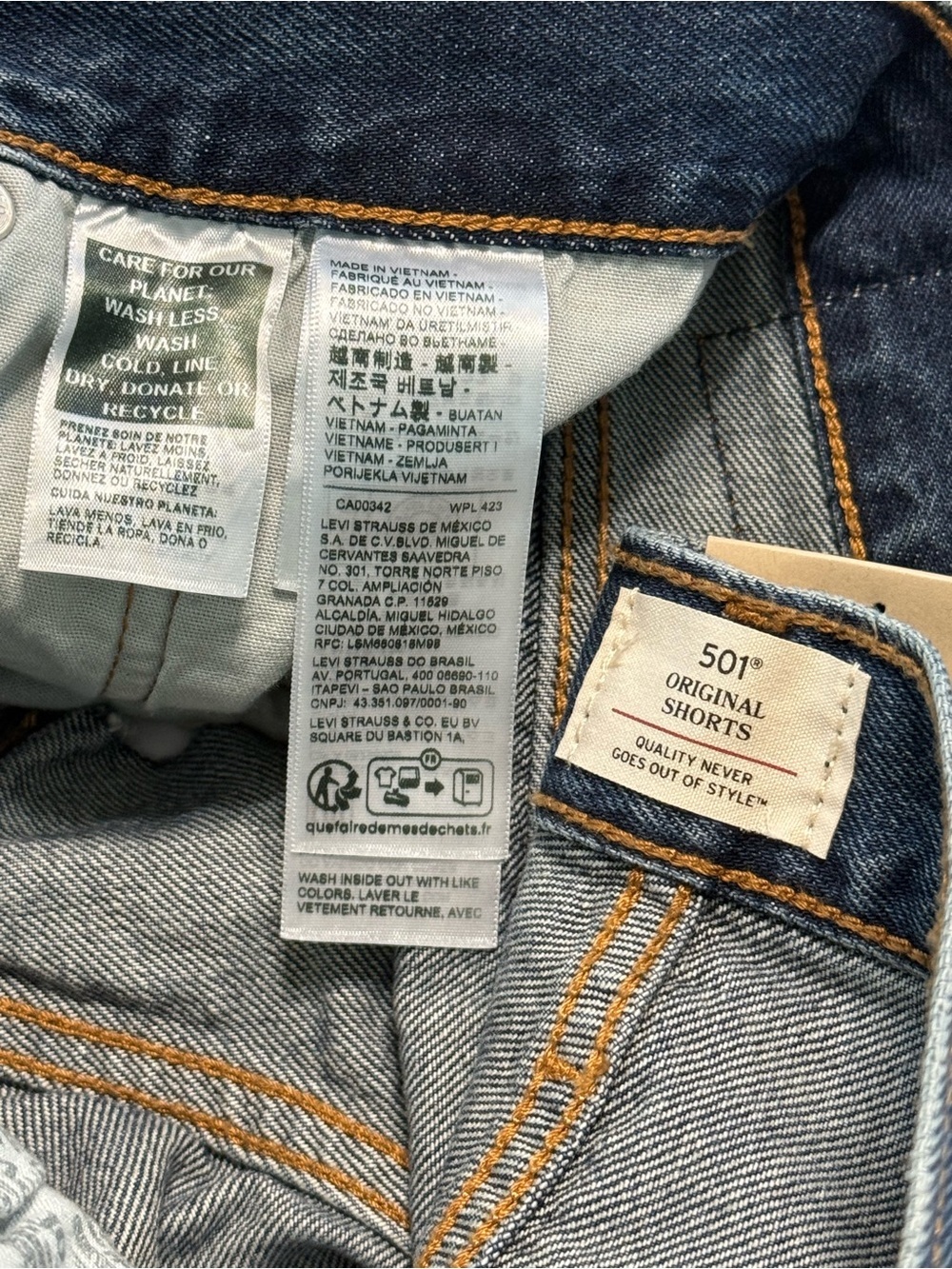 Levi’s 501 Original Distressed Denim Shorts High Rise Cutoff Sz 27 Dark Wash NWT - Picture 6 of 11